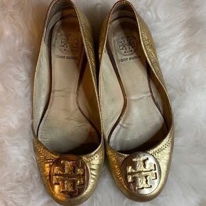 Gold Tory Burch flats